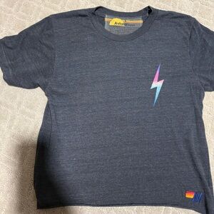 Aviator Nation Charcoal Tee with Rainbow Lightning Bolt